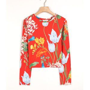 Alice & Olivia Delania Long Sleeve Crop Top NWT